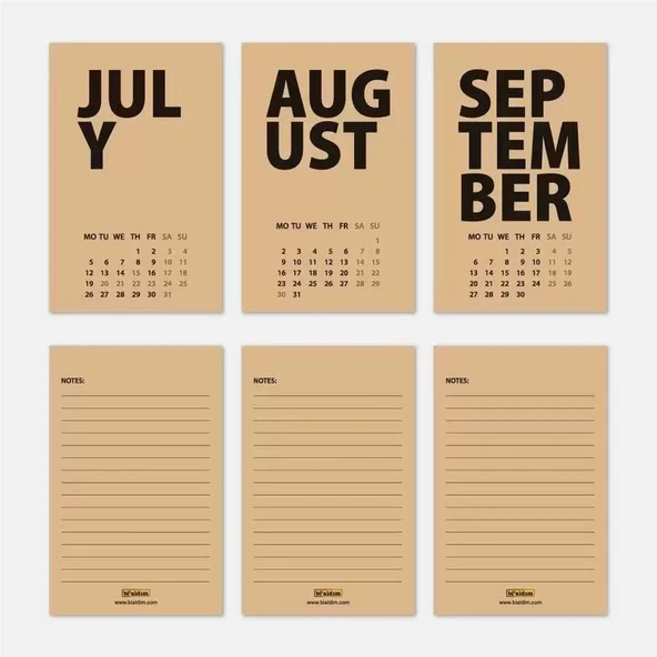 2026 Masa Takvimi İngilizce - Kırmızı Kraft - Resim 4