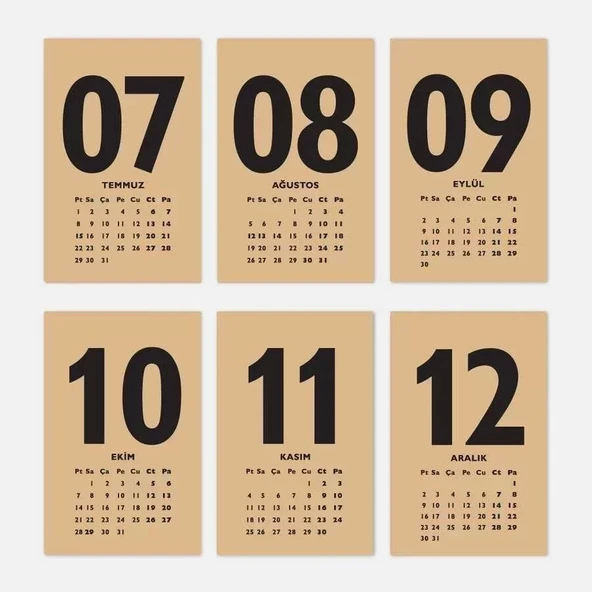 Rakam Serisi 2026 Masa Takvimi - Dikey Siyah Kraft - Resim 3