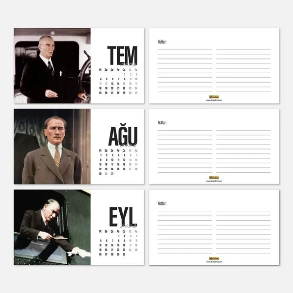 Atatürk Fotoğraflı Masa Takvimi - 2026 Takvimi Kırmızı - Resim 4