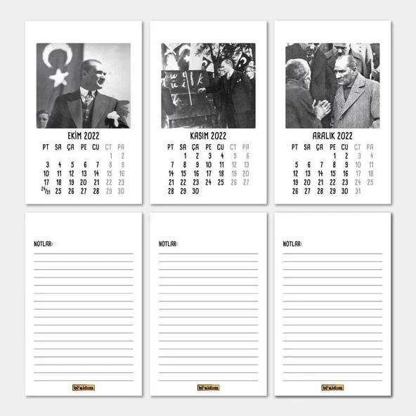 Atatürk Takvimi Haftalık Planlamalı 2026 Masa Takvimi Kırmızı - Resim 5