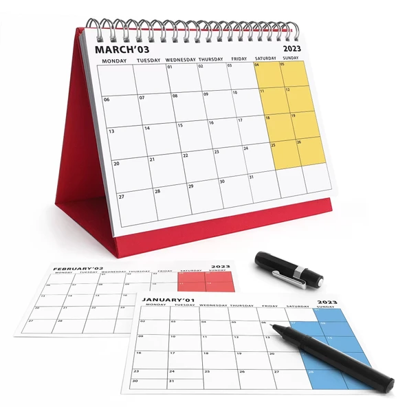 Aylık Planlamalı 2026 Masa Takvimi, 2026 Takvim, Kırmızı Üçgen Takvim ürün görseli 1