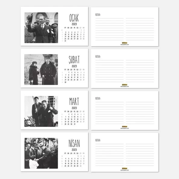 2026 Atatürk Takvimi - Atatürk Fotoğraflı 2026 Masa Takvimi - Kahverengi - Resim 2