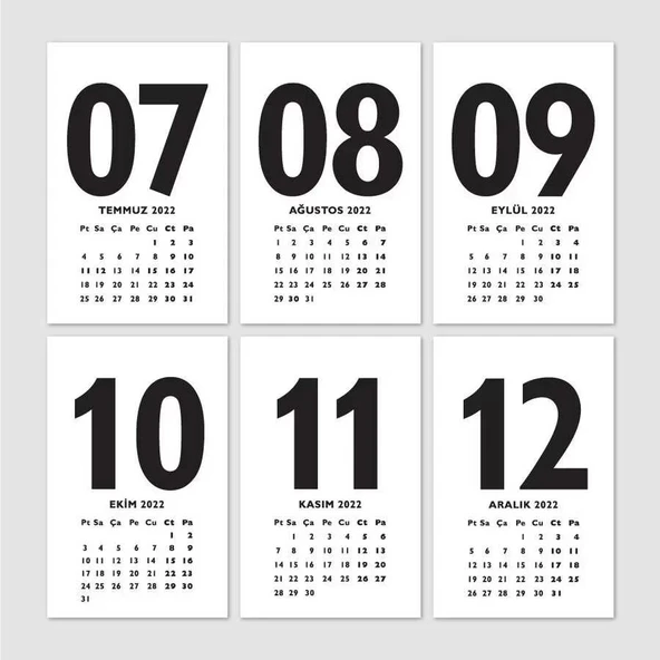 Siyah 2026 Masa Takvimi İngilizce Türkçe Sayı Aylar Konsept - Resim 3