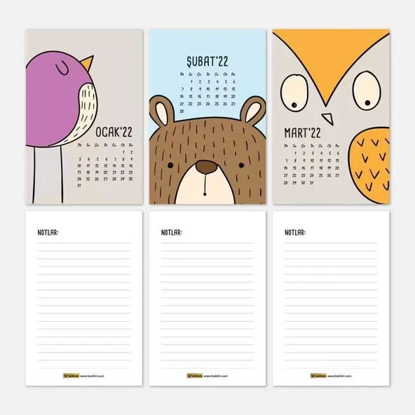 Hayvanlı Takvim Haftalık Planlayıcı 2026 Masa Takvimi Kraft - 2