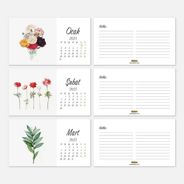 Vintage Çiçekli 2026 Masa Takvimi - Resim 2