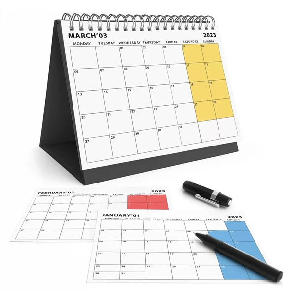 Aylık Planlamalı 2026 Masa Takvimi, 2026 Takvim, Siyah Üçgen Takvim ürün görseli 1