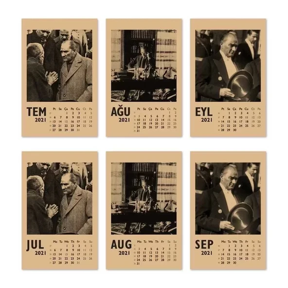 Atatürk Fotoğraflı 2026 Masa Takvimi - Dikey Siyah Kraft - 4