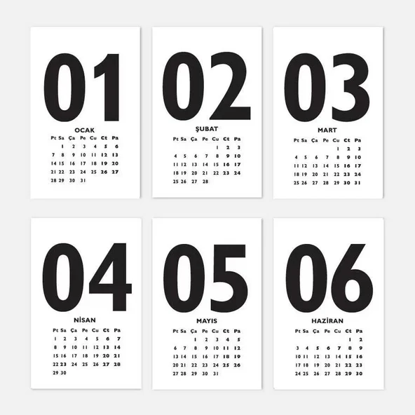 Rakam Serisi 2026 Masa Takvimi - Dikey Kırmızı Beyaz - Resim 2