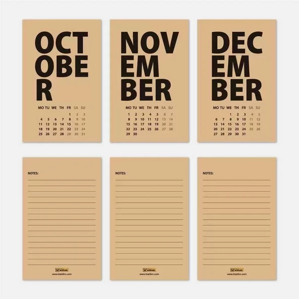 2026 Masa Takvimi İngilizce - Kırmızı Kraft - Resim 5