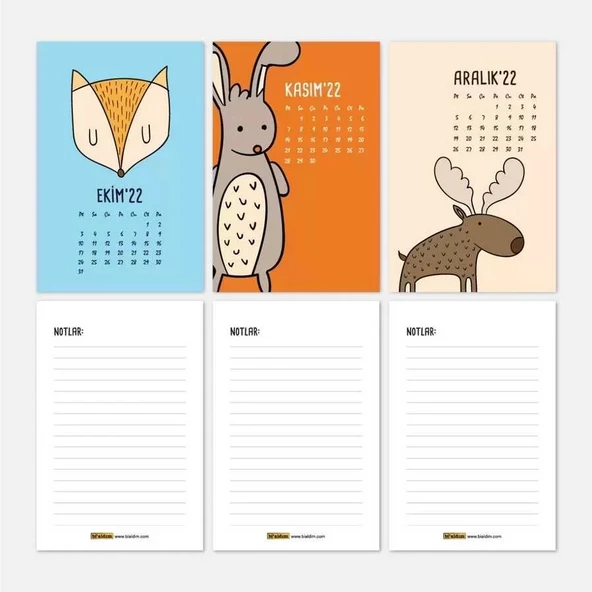 Hayvanlı Takvim Haftalık Planlayıcı 2026 Masa Takvimi Kraft - 5