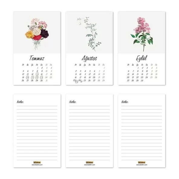 Vintage Çiçekli 2026 Masa Takvimi - Resim 4