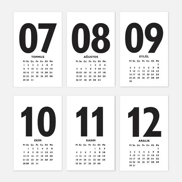 Rakam Serisi 2026 Masa Takvimi - Dikey Kırmızı Beyaz - Resim 3