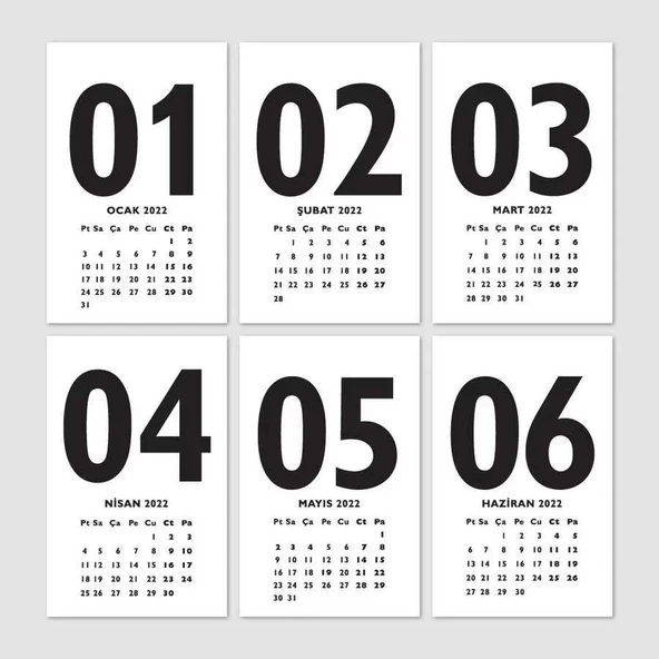 Siyah 2026 Masa Takvimi İngilizce Türkçe Sayı Aylar Konsept - Resim 2