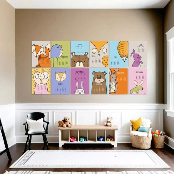 2026 Takvim, Sevimli Hayvanlar Duvar Takvimi, A4 Poster Takvim, 33x48 cm Poster Takvim, Renkli ve Eğlenceli - 7
