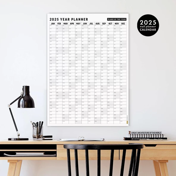 2026 Yıllık Planlayıcı Duvar Takvimi, Aylık Planlayıcı Aile Takvimi, Siyah Beyaz Takvim ürün görseli 1