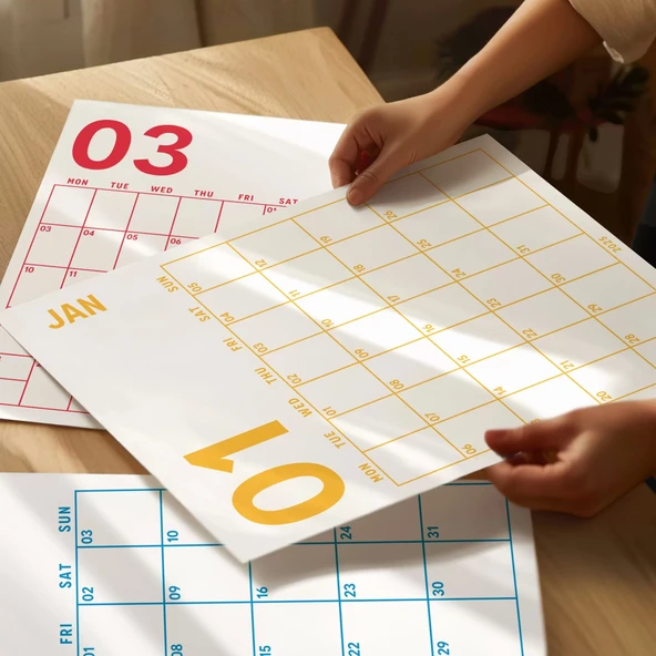 2026 Aylık Planlayıcı Duvar Takvimi, 33X48 cm & A4 Poster Takvim, Organizer Takvim, Gökkuşağı Renkleri - Resim 4