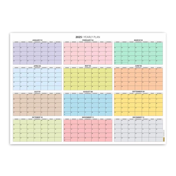 Amerikan Standardı 2026 Yıllık Planlayıcı Duvar Takvimi, Rengarenk, United States Calendar, Colourful Pastel, Horizontal - Resim 4