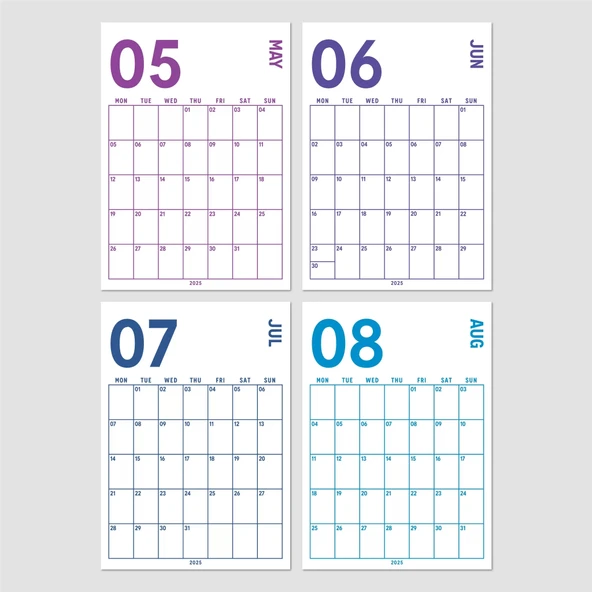 2026 Aylık Planlayıcı Duvar Takvimi, 33X48 cm & A4 Poster Takvim, Organizer Takvim, Gökkuşağı Renkleri - Resim 8