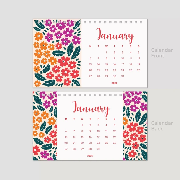 Çiçek Galerisi 2026 Masa Takvimi, Rengarenk Çiçekli Takvim, 2026 Desk Calendar, Flowers Calendar 2026, Floral Calendar - Resim 3