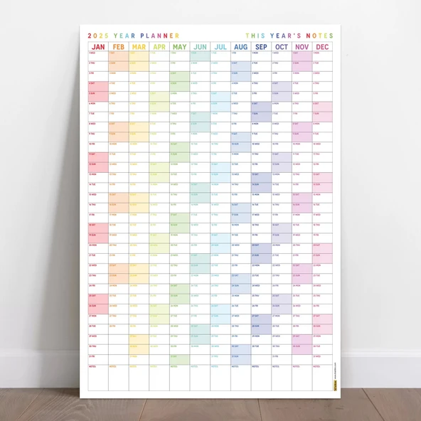 2026 Yıllık Planlayıcı Duvar Takvimi, Gökkuşağı Renkleri, Rainbow, Dikey - Resim 8