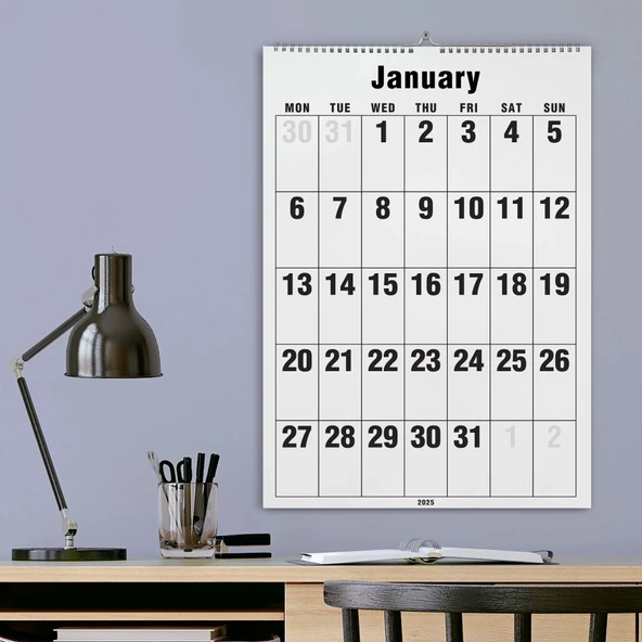 2026 Duvar Takvimi, 33X48 cm Spiralli Takvim, A4 Spiralli Takvim, Aylık Planlayıcı Takvim