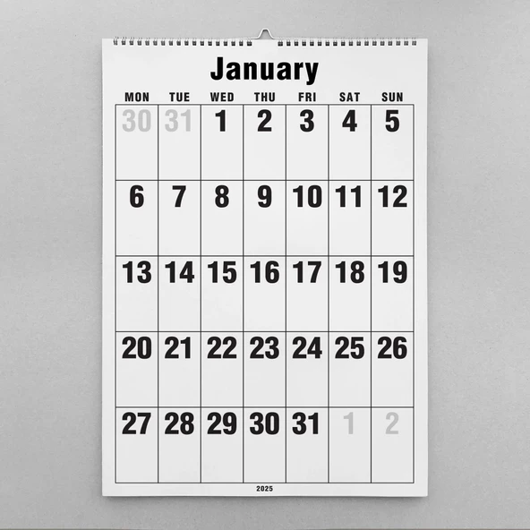 2026 Duvar Takvimi, 33X48 cm Spiralli Takvim, A4 Spiralli Takvim, Aylık Planlayıcı Takvim - 2