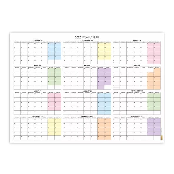 2026 Yıllık Planlayıcı Duvar Takvimi, Pastel Gökkuşağı Renkler - Resim 4