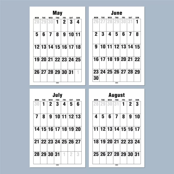 2026 Duvar Takvimi, 33X48 cm Spiralli Takvim, A4 Spiralli Takvim, Aylık Planlayıcı Takvim - 5