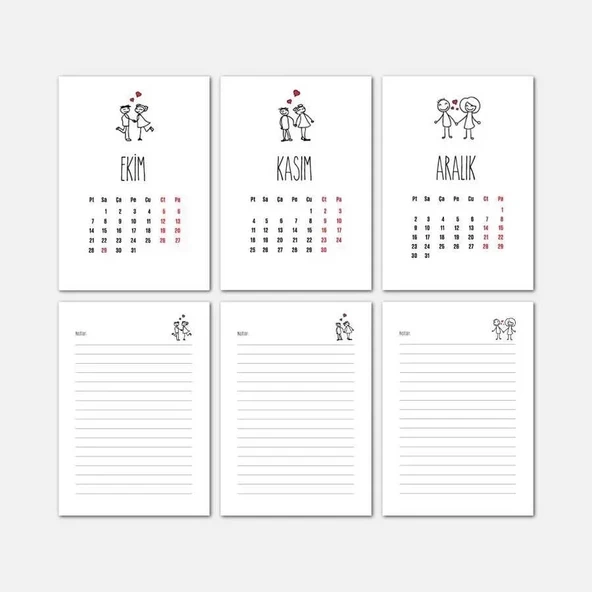 Aşk Tasarımlı Masa Takvimi | Ahşap Tabanlı 2026 Masa Takvimi - Resim 5