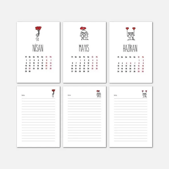 Aşk Tasarımlı Masa Takvimi | Ahşap Tabanlı 2026 Masa Takvimi - Resim 3