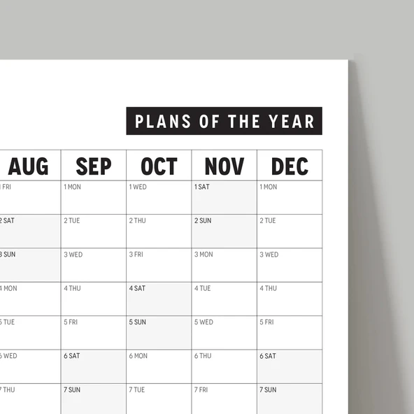 2026 Yıllık Planlayıcı Duvar Takvimi, Aylık Planlayıcı Aile Takvimi, Siyah Beyaz Takvim - Resim 4