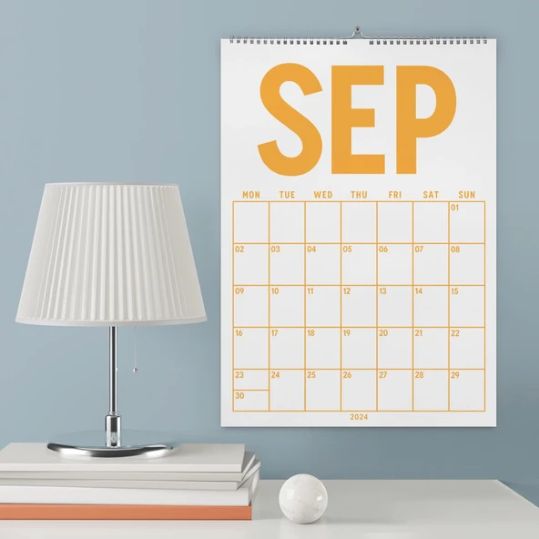 2025 - 2026 Spiralli Akademik Duvar Takvimi, A4 Takvim, 33 x 48 cm Takvim, Eylül Başlangıçlı, Academic Wall Calendar ürün görseli 1