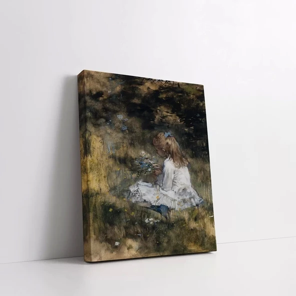 Bahçede Genç Kız Kanvas Tablo - Resim 3