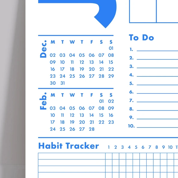 2026 Duvar Takvimi, 33X48 cm, A4, Spiralli Takvim, Önceki ve Sonraki Ay Takvim, Aylık Planlayıcı Takvim, Trend Mavi - Resim 5