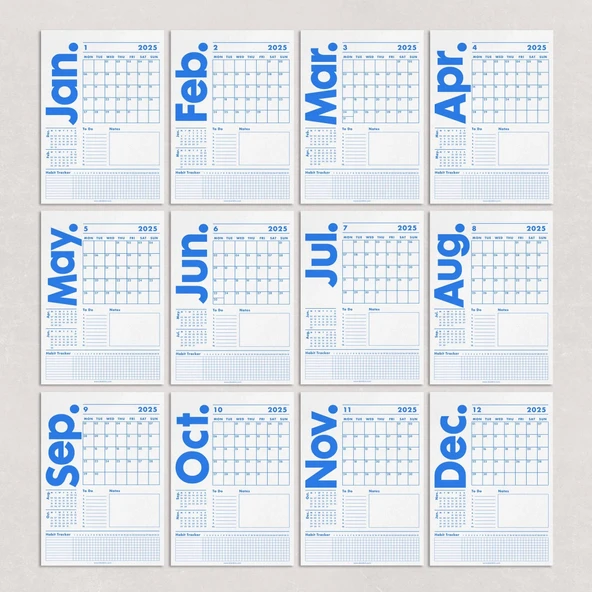 2026 Duvar Takvimi, 33X48 cm, A4, Spiralli Takvim, Önceki ve Sonraki Ay Takvim, Aylık Planlayıcı Takvim, Trend Mavi - Resim 4