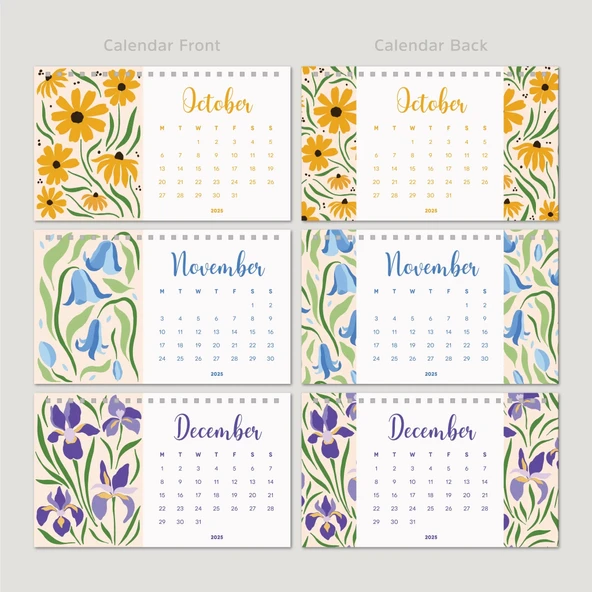 Çiçek Galerisi 2026 Masa Takvimi, Rengarenk Çiçekli Takvim, 2026 Desk Calendar, Flowers Calendar 2026, Floral Calendar - Resim 10