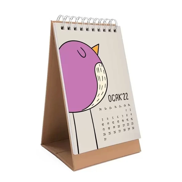 Hayvanlı Takvim Renkli Hayvanlar Alemi 2026 Masa Takvimi Kraft ürün görseli 1