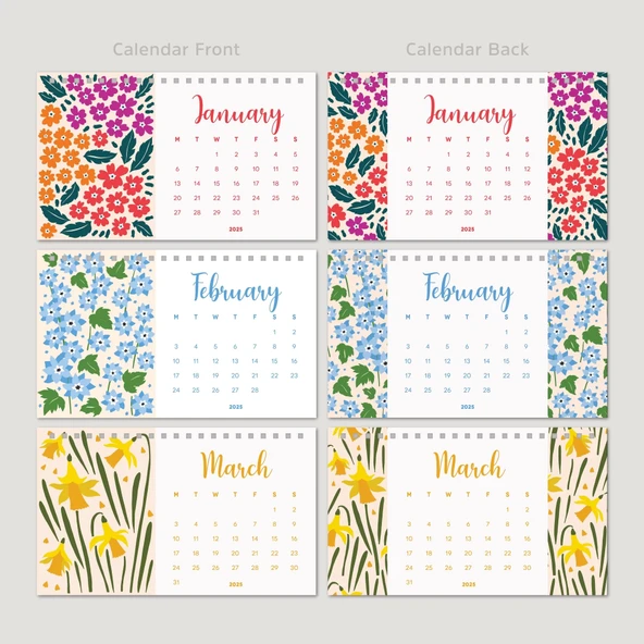 Çiçek Galerisi 2026 Masa Takvimi, Rengarenk Çiçekli Takvim, 2026 Desk Calendar, Flowers Calendar 2026, Floral Calendar - Resim 7