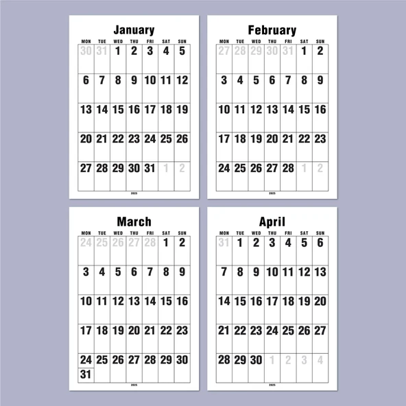 2026 Duvar Takvimi, 33X48 cm Spiralli Takvim, A4 Spiralli Takvim, Aylık Planlayıcı Takvim - 4