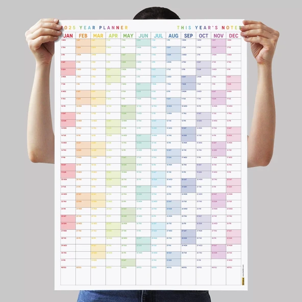 2026 Yıllık Planlayıcı Duvar Takvimi, Gökkuşağı Renkleri, Rainbow, Dikey - Resim 7