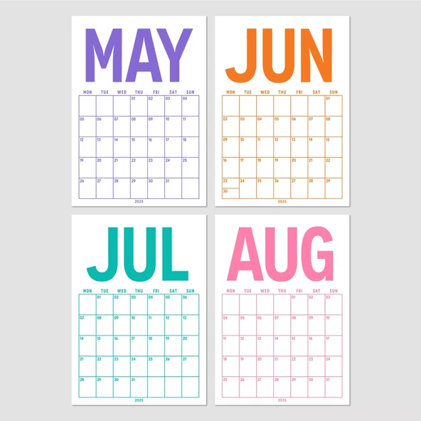 2025 - 2026 Spiralli Akademik Duvar Takvimi, A4 Takvim, 33 x 48 cm Takvim, Eylül Başlangıçlı, Academic Wall Calendar - Resim 7