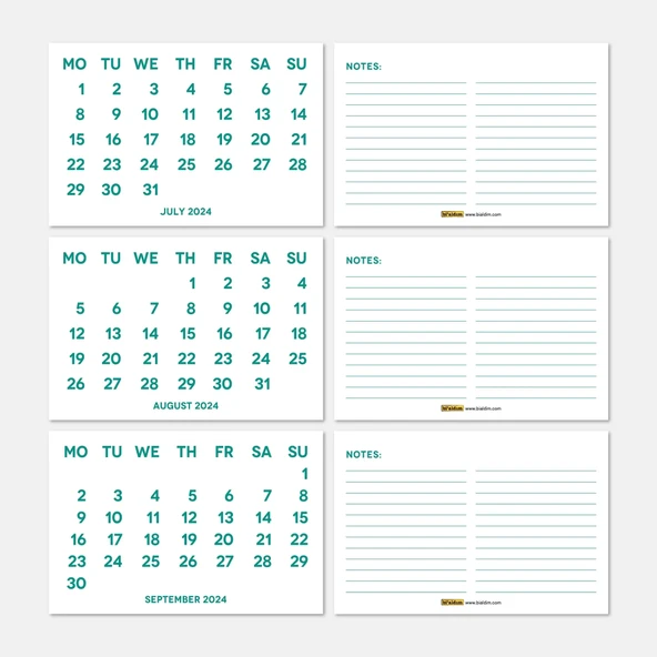 2026 Takvimi, 2026 Masa Takvimi Yeşil Renk, 2026 Calendar, 2026 Desk Calendar Green Color - Resim 5