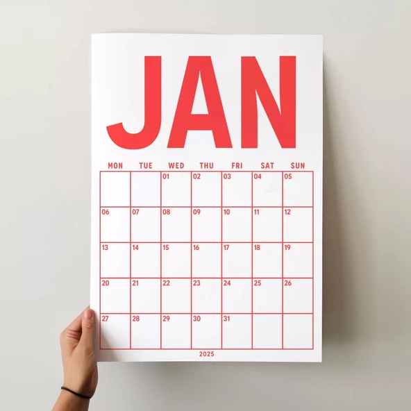 2026 Aylık Planlayıcı Duvar Takvimi, 33X48 cm & A4 Poster Takvim, Aile Takvimi, Gökkuşağı Renkleri - 2