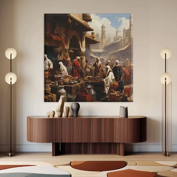Tarihi Pazar Yeri Kanvas Tablo - Resim 2