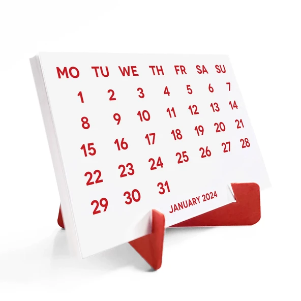 2026 Takvimi, 2026 Masa Takvimi Kırmızı Renk, 2026 Calendar, 2026 Desk Calendar Red Color ürün görseli 1