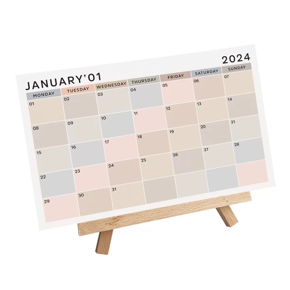 2026 Masa Takvimi, Ahşap Şövale Masa Takvimi, Aylık Planlamalı Takvim, Boho Renkli 2026 Takvim, Yapılacaklar Listesi(Ark - 5