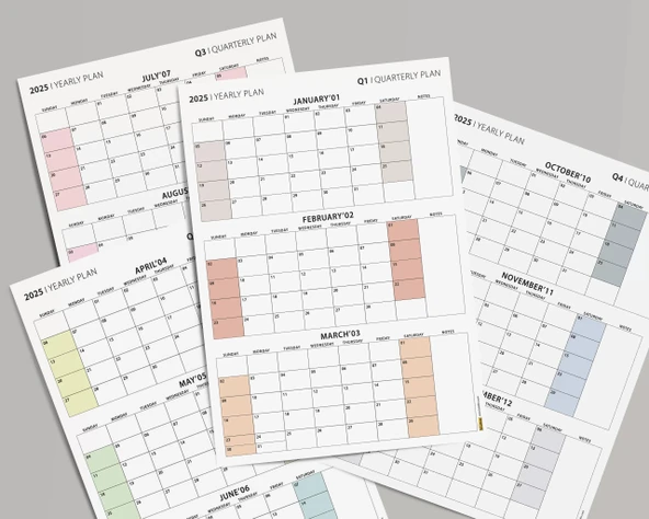Amerikan Standardı Takvim, Üç Aylık Planlayıcı 2026 Duvar Takvimi Seti, 90 Günlük Planlama, 2026 Duvar Planlayıcı Takvim - Resim 8