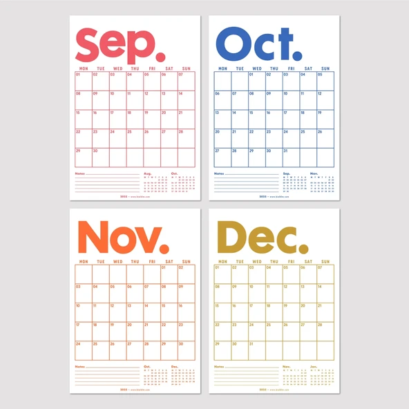 2026 Aylık Planlayıcı Duvar Takvimi, Önceki ve Sonraki Ay Takvim, 33X48 cm & A4 Spiralli Takvim, Canlı Gökkuşağı Renkler - Resim 8