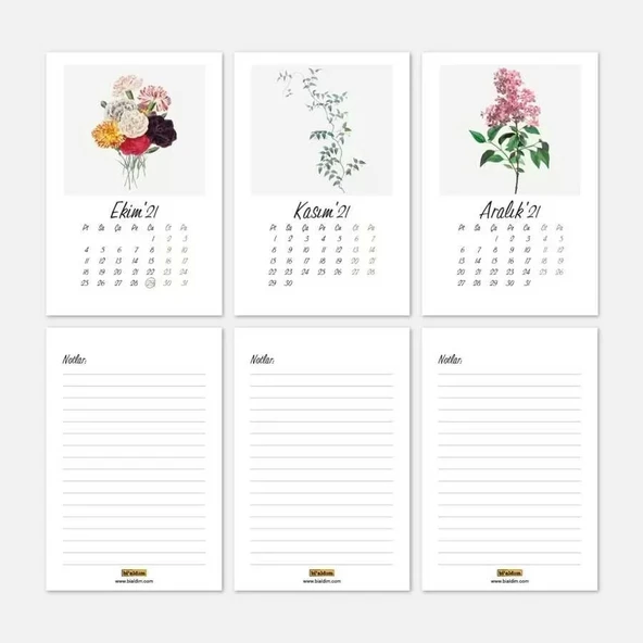 Vintage Çiçekler 2026 Masa Takvimi - Resim 6