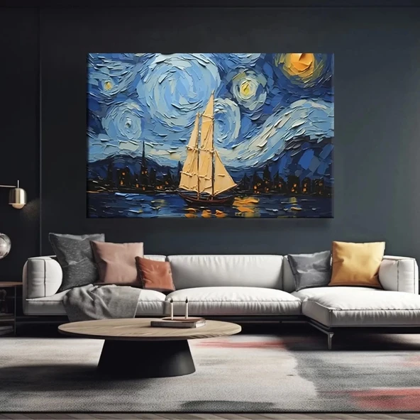 Geceye Yelken Açan Kanvas Tablo - Resim 2